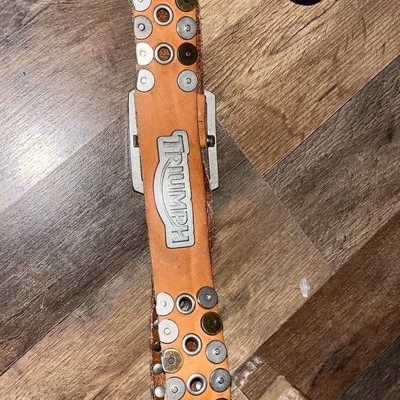 Vintage Triumph Studded Brown Leather Belt